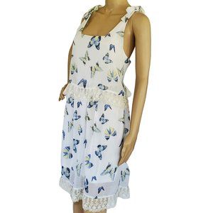 Disney Alice in Wonderland Butterfly Dress Women's L Tie Shoulders Lined